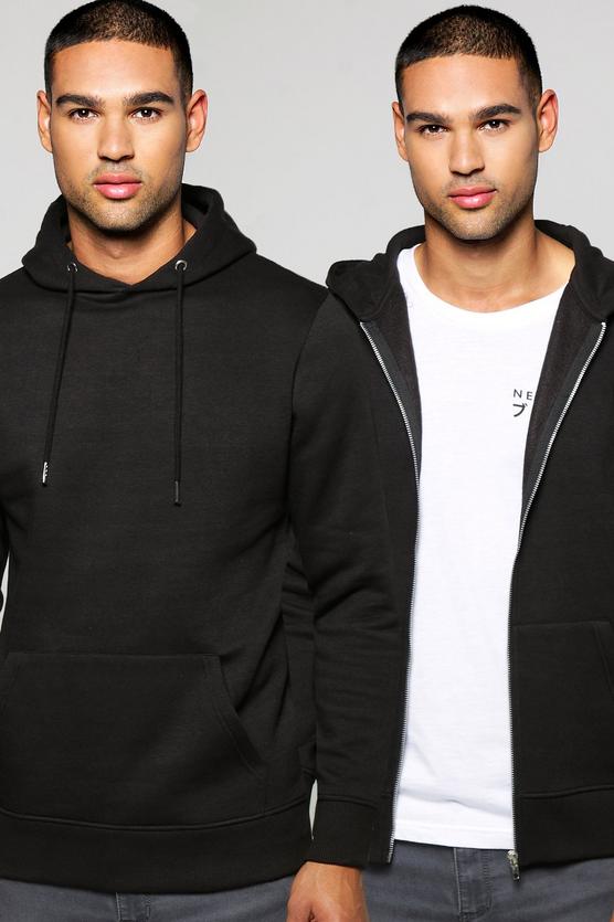 Hoodie And Zip Through Hoodie 2 Pack